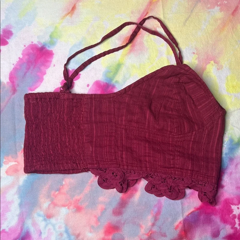 🌸 Free People Burgundy Red ish Crop Top • Lace Dreams 💖✨ - Picture 10 of 10